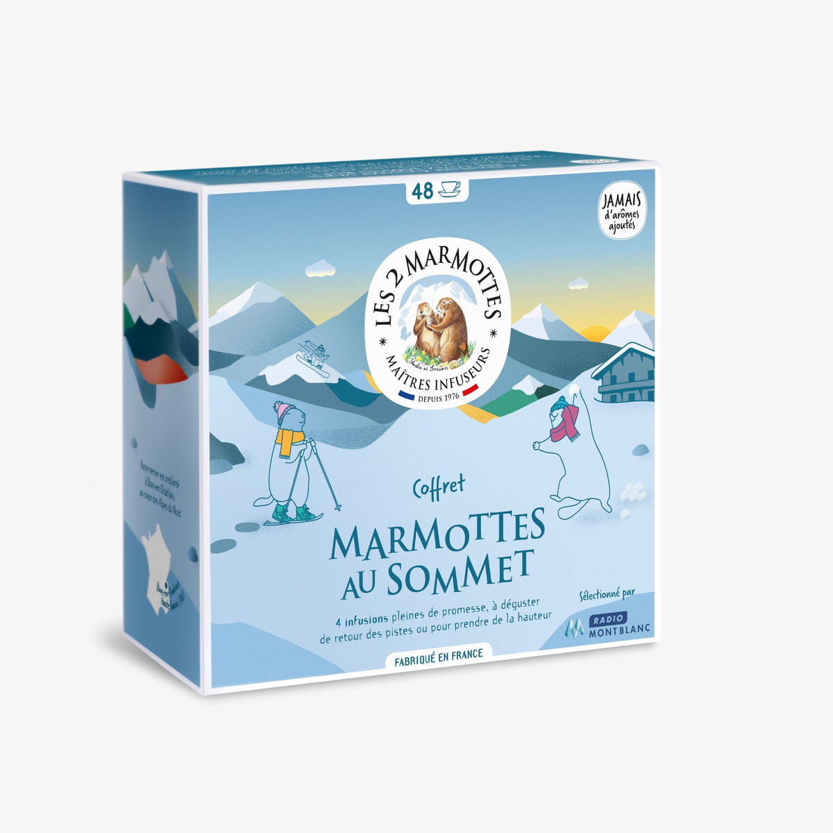Petit coffret Marmottes au Sommet, 4 tisanes d'hiver pour se sentir sur les pistes enneigées