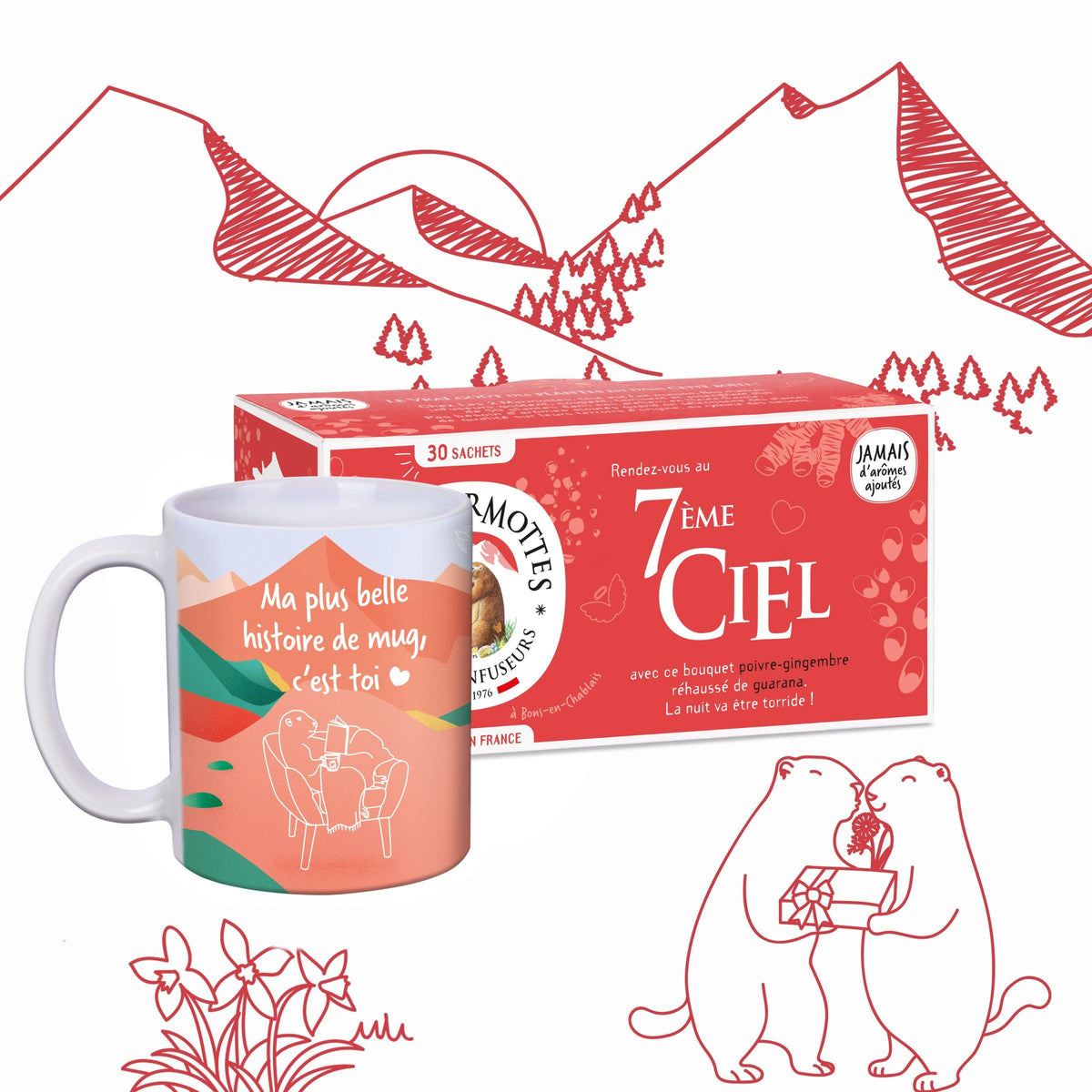 Cadeau st valentin pas cher : tisane au gingembre + mug