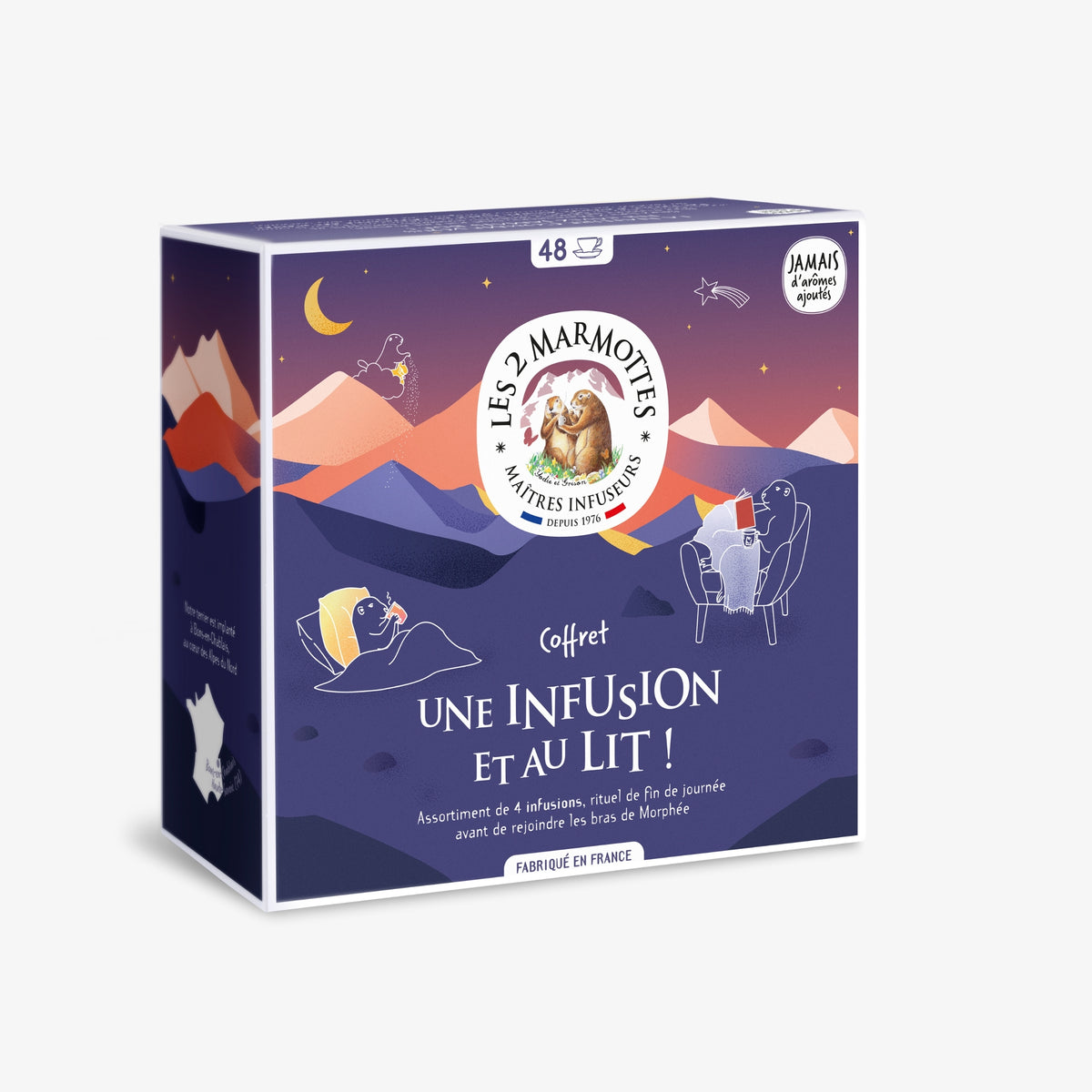 Petit coffret cadeau tisanes pour le soir : 4 infusions sans théine pour une boisson saine avant de dormir