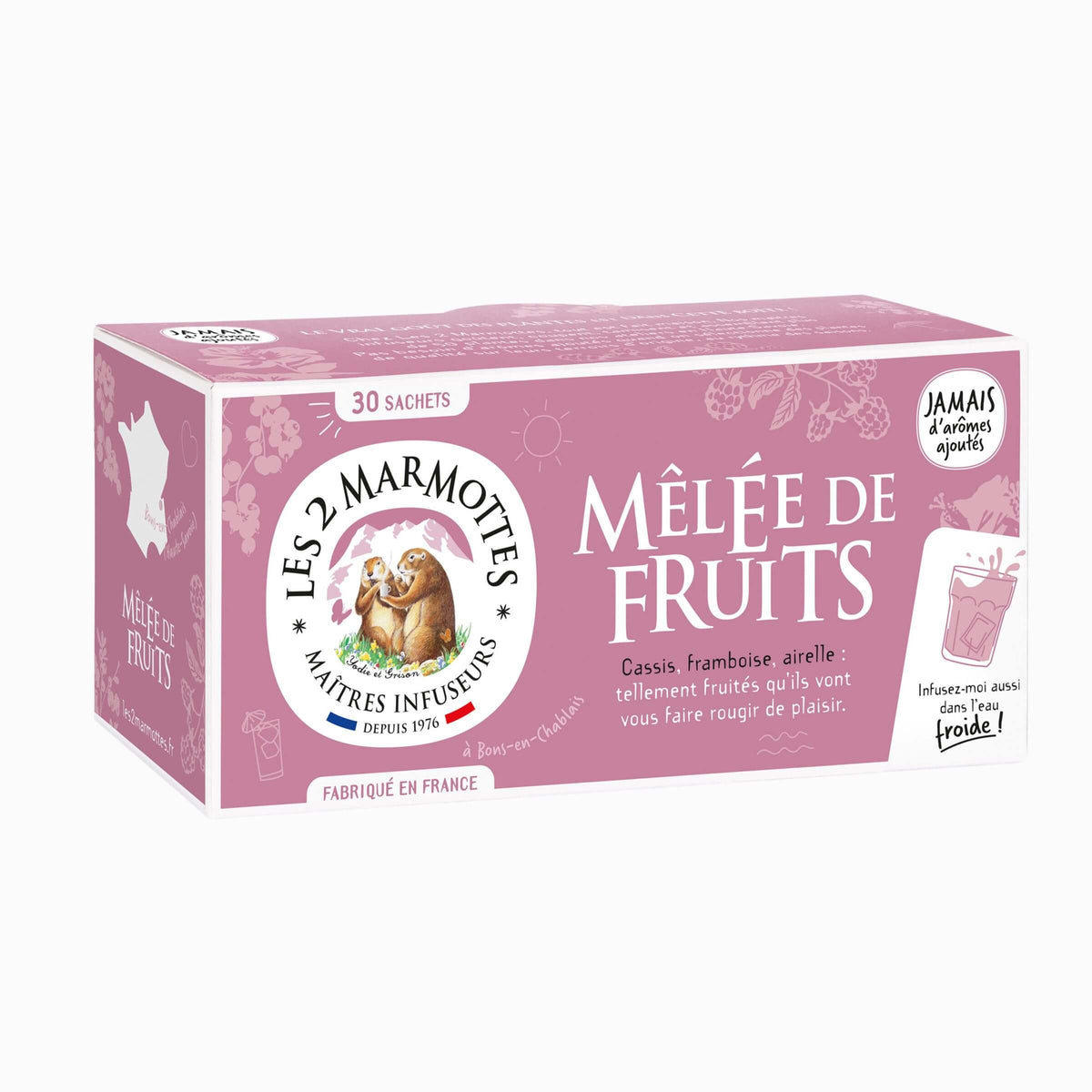 Infusion fruits rouges sans arômes ajoutés : Mêlée de Fruits, cassis framboise airelle
