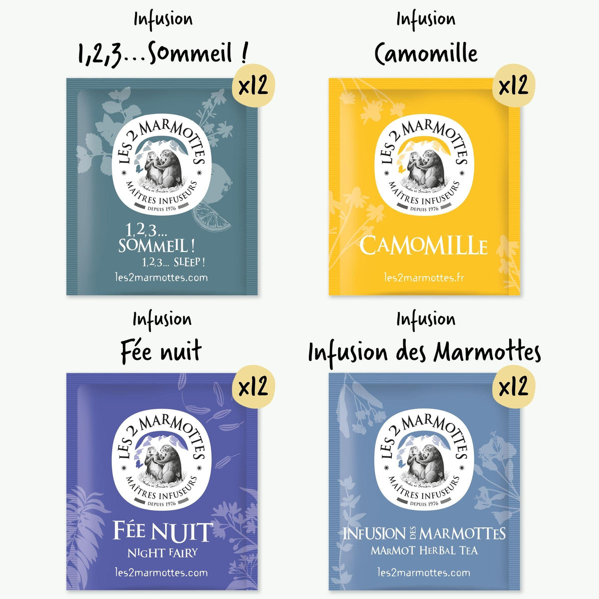 Détail assortiment coffret Une infusion et au lit