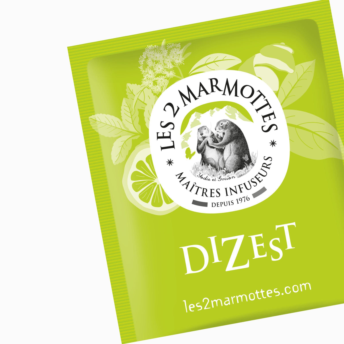 Sachet de Tisane menthe citron citronnelle pour après-repas, infusion Dizest Les  Marmottes, tisane naturelle pour confort digestif après déjeuner ou dîner, vraies plantes sans aucun arôme ajouté, saveur authentique, se boit chaude ou froide par fortes chaleurs
