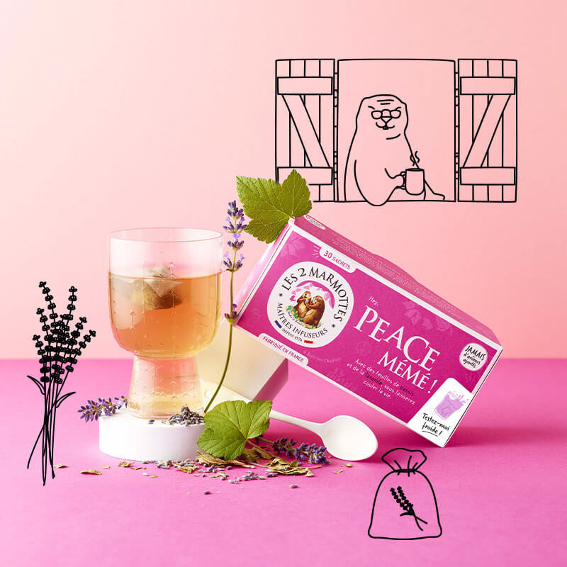 Tisane Peace Mémé lavande et feuilles de cassis Les 2 Marmottes - Made in France - Sans arômes ajoutés